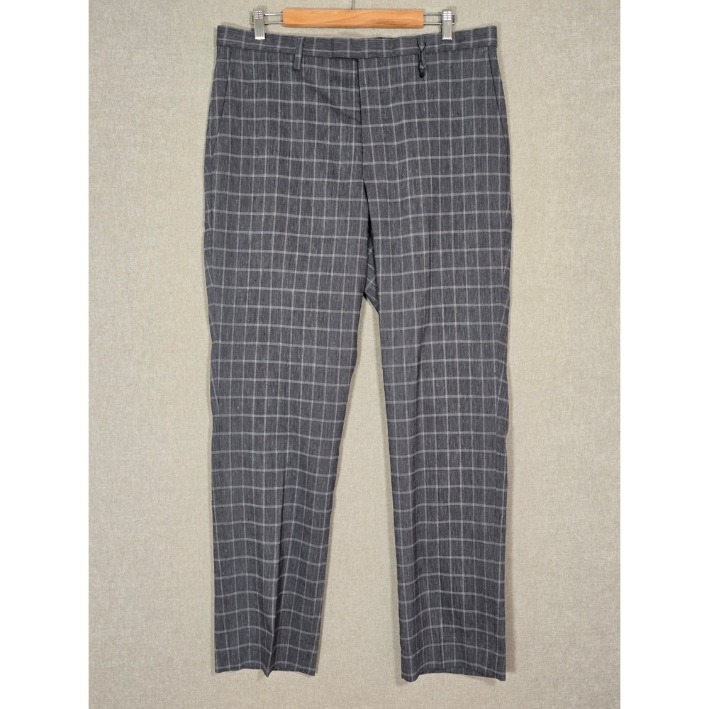 NWT Banana Republic Men Slim Fit Performance Linen Windowpane Dress Pants 35x32